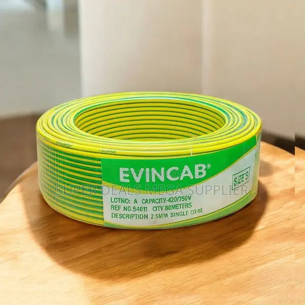 Strong Build Yellow Green 2.5mm Single Core Solid Wire Wiring Cable