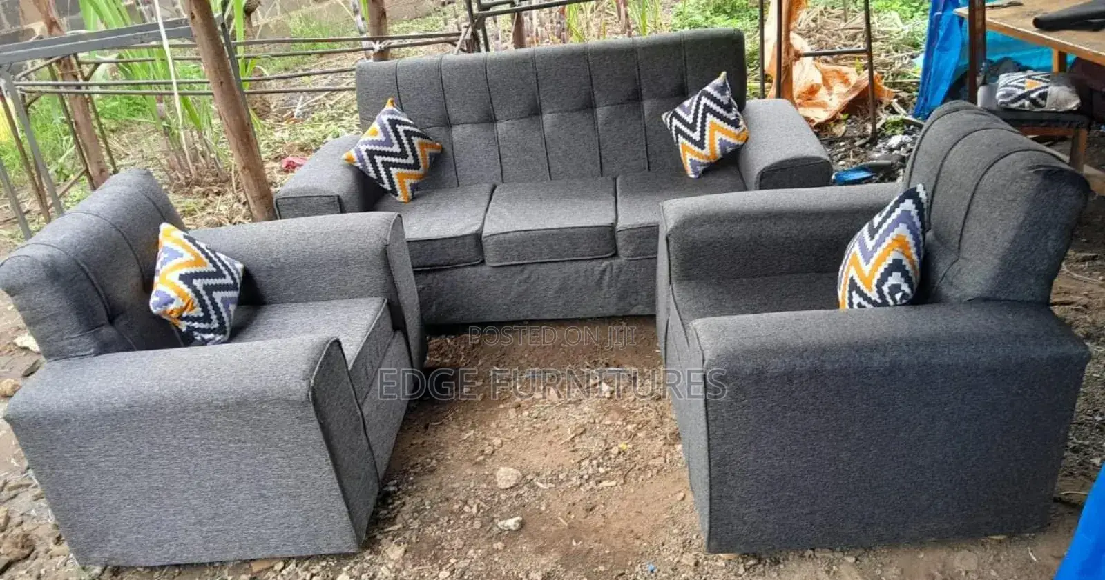 Grey Five Seater Sofa Set