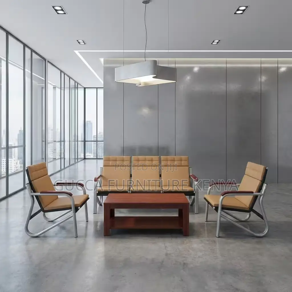 Imported Brown 5-Seater Reception Visitor Sofa Set