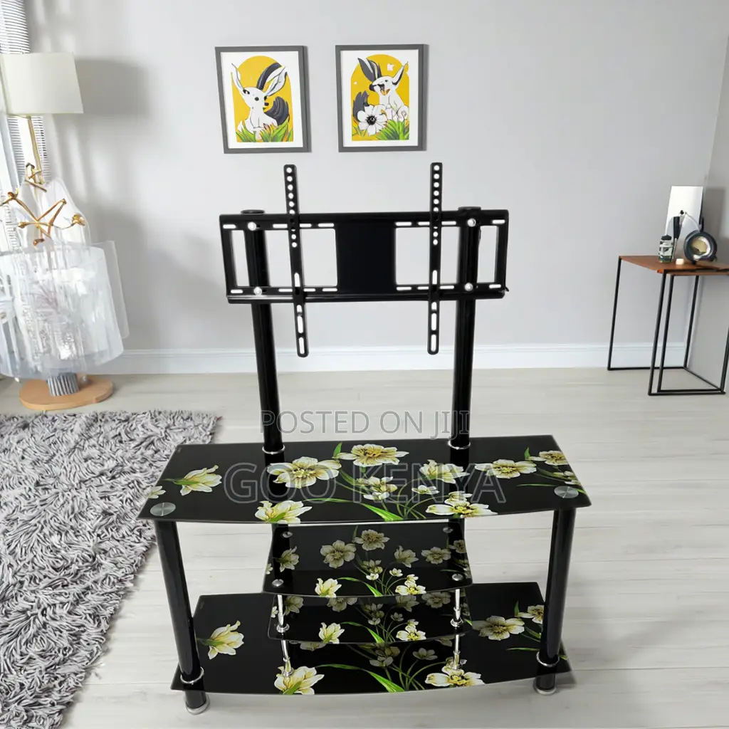Home Tv Unit; Home Entertainment Glass Tv Stand With Storage