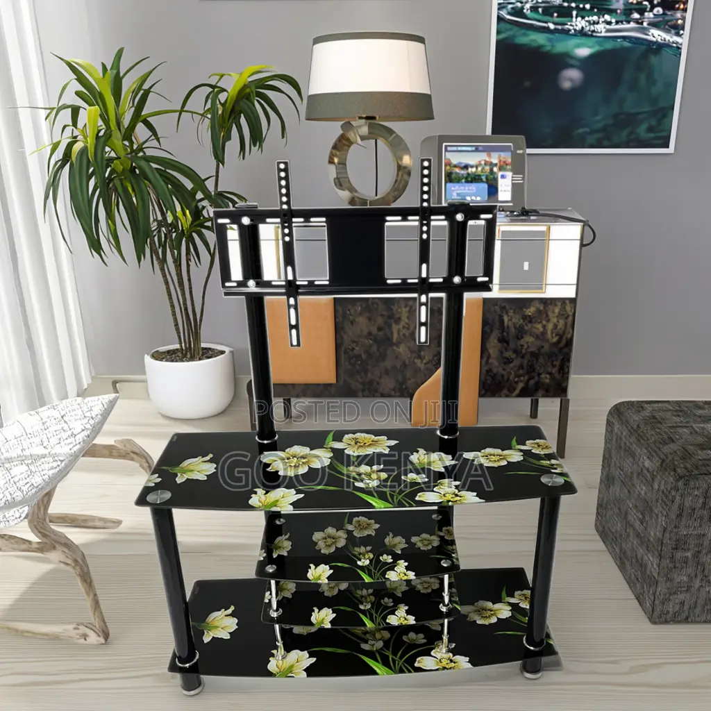 Home Tv Unit; Home Entertainment Glass Tv Stand With Storage