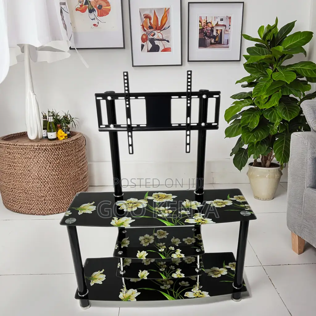 Home Tv Unit; Home Entertainment Glass Tv Stand With Storage