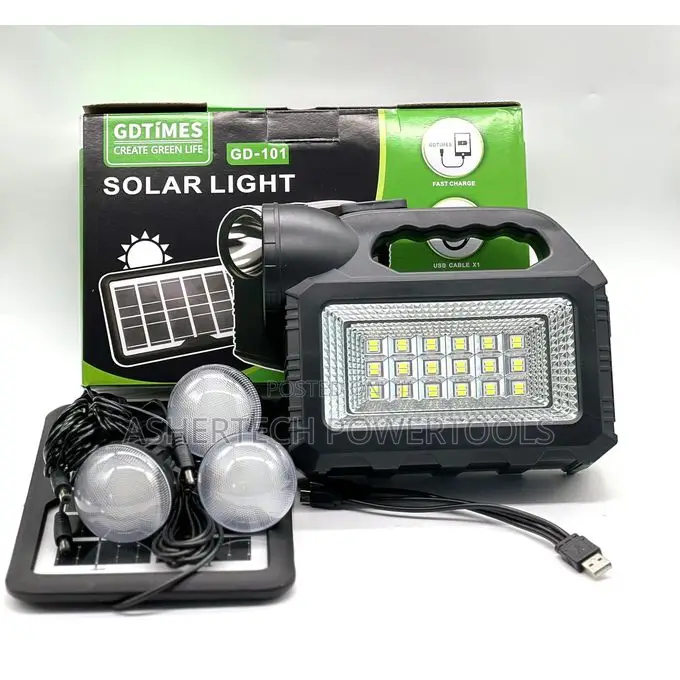 Gdtimes Solar Lighting System With 3 Light Bulbs