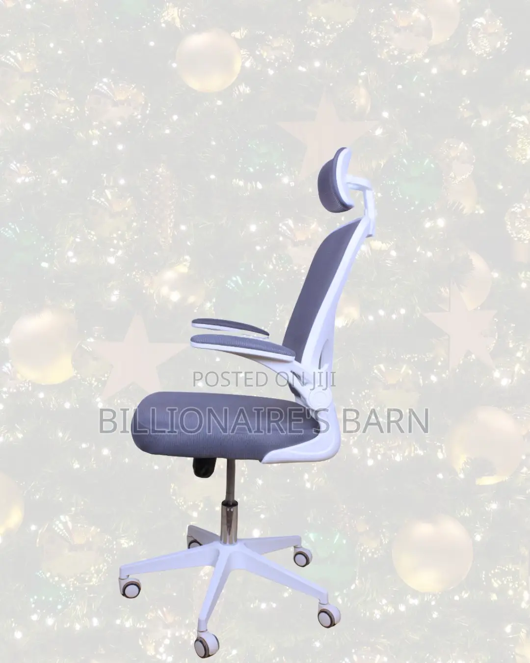 White Ergonomic Office Chair for Work | Flip-Up Arms Convenience