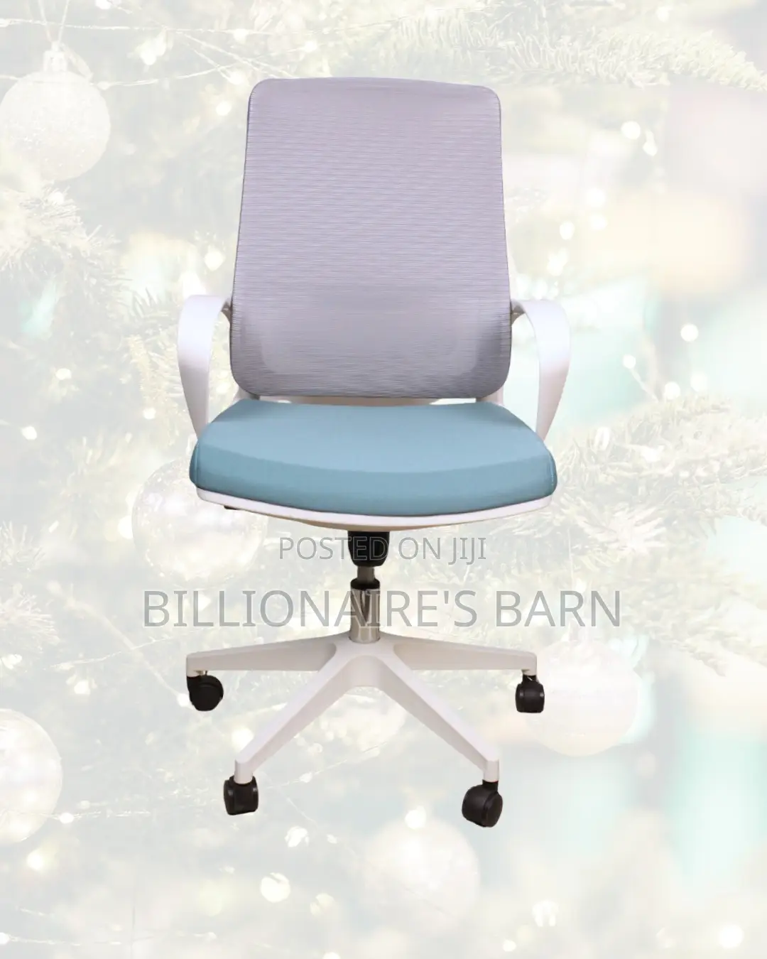 White Ergonomic Work Chair — Smooth Movement, Lower-Back Support