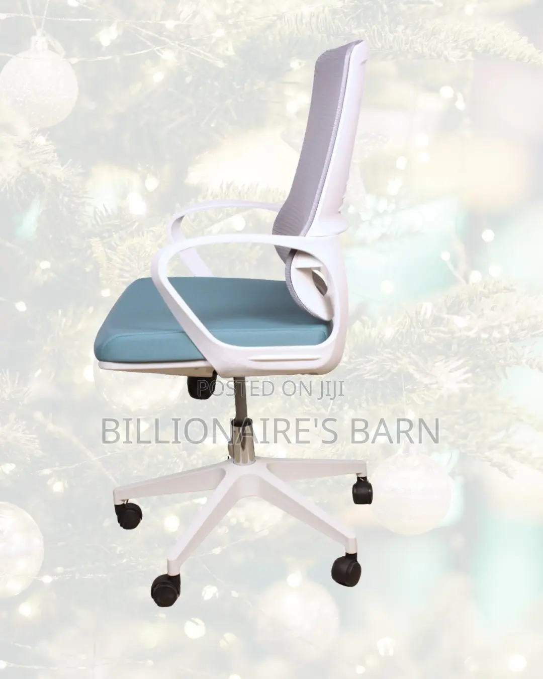 White Ergonomic Work Chair — Smooth Movement, Lower-Back Support