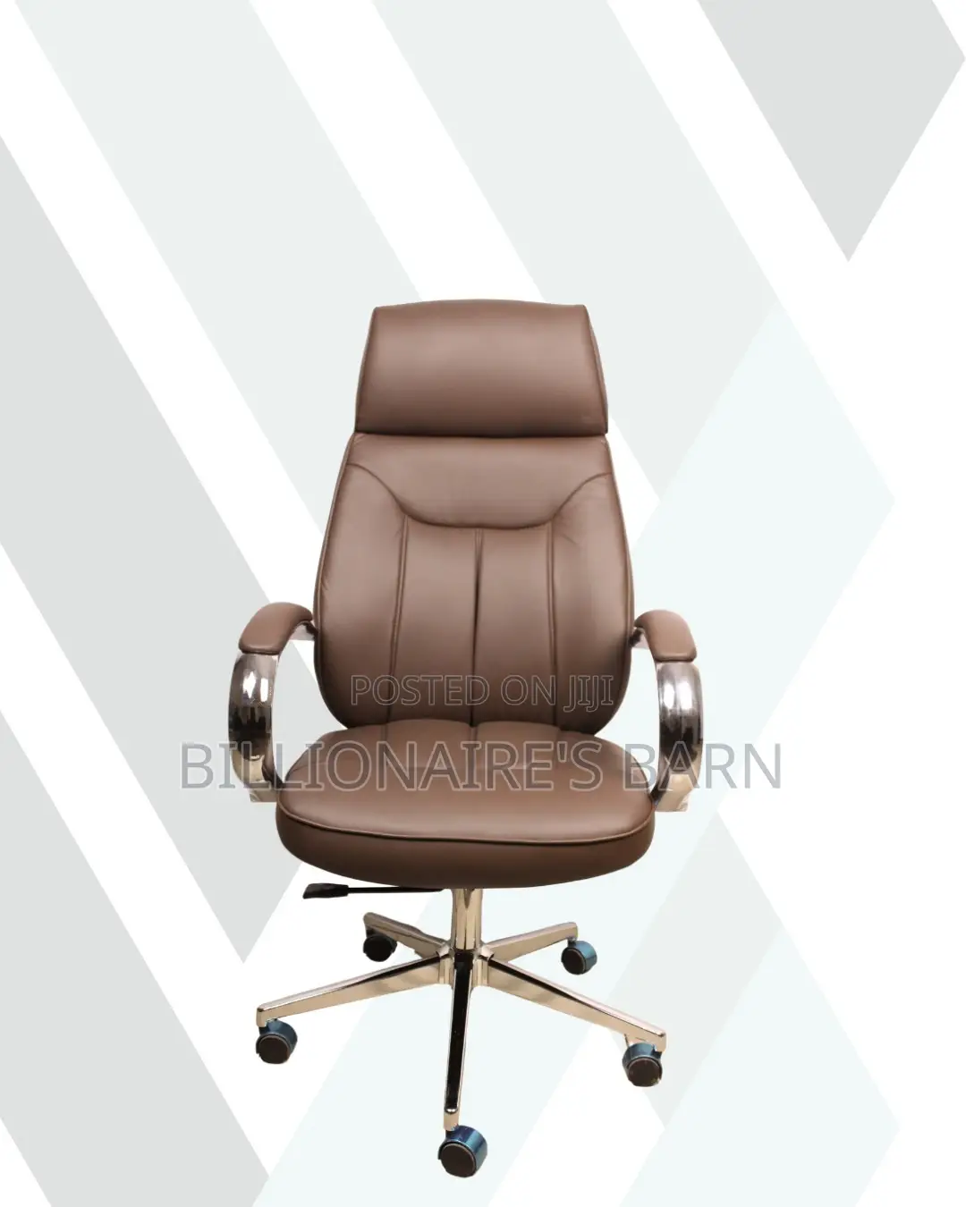 Brown Executive Leather Office Chair • Smooth Movement, Padded Arms