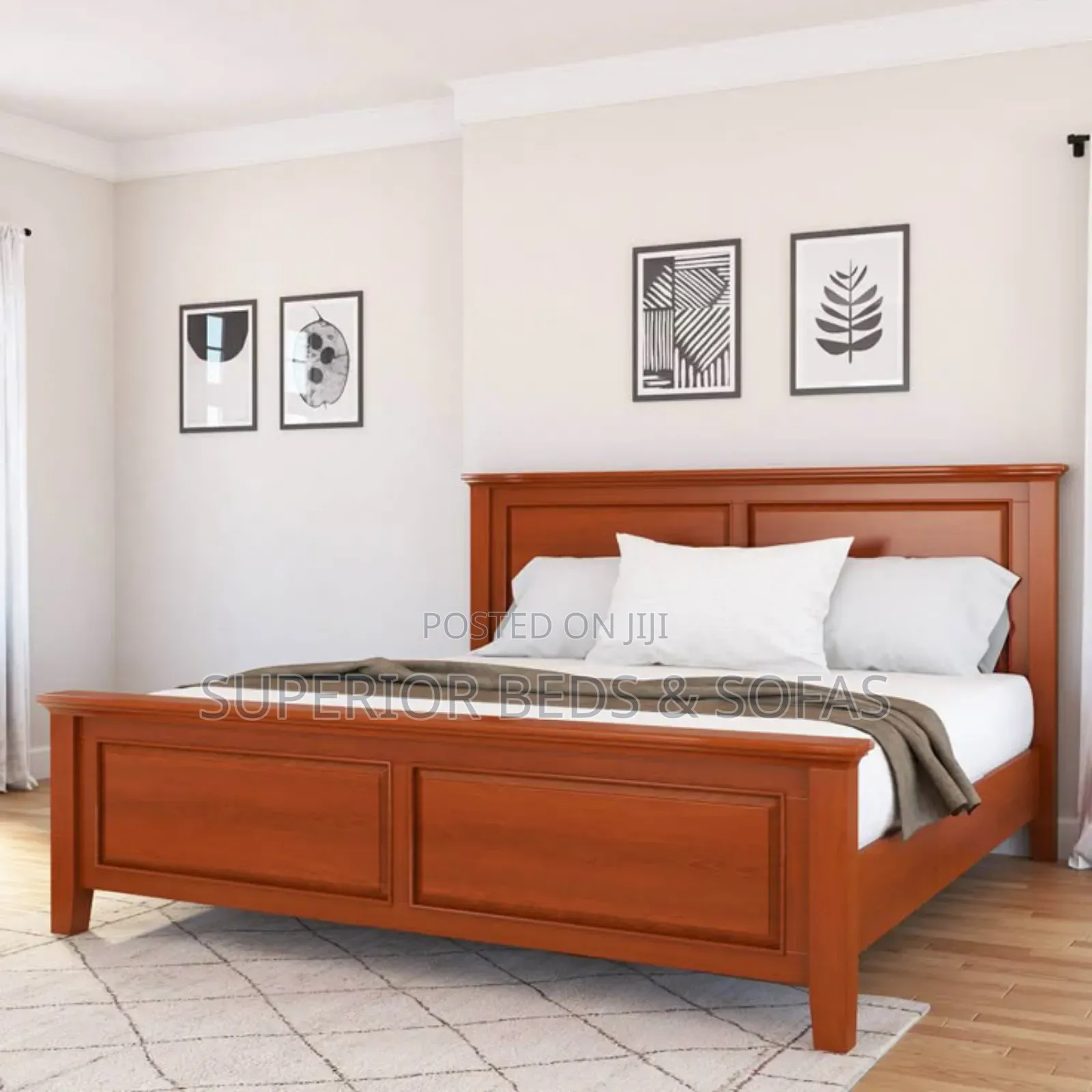 Pure Mahogany Wood Panel Bed Size 5 by 6