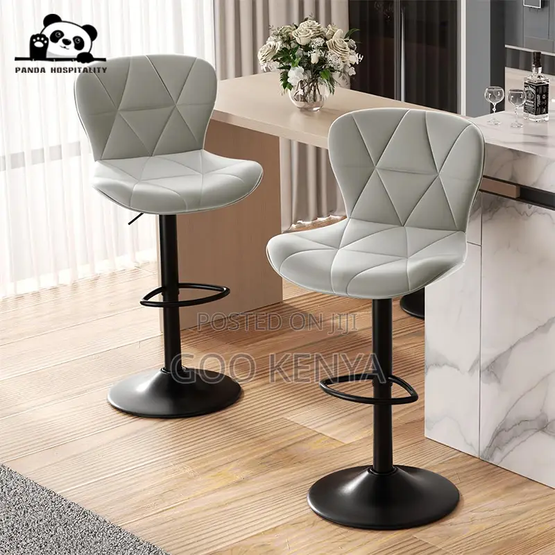 Home Bar Stool; Adjustable Leather Bar Stool Cushioned Seat and Back