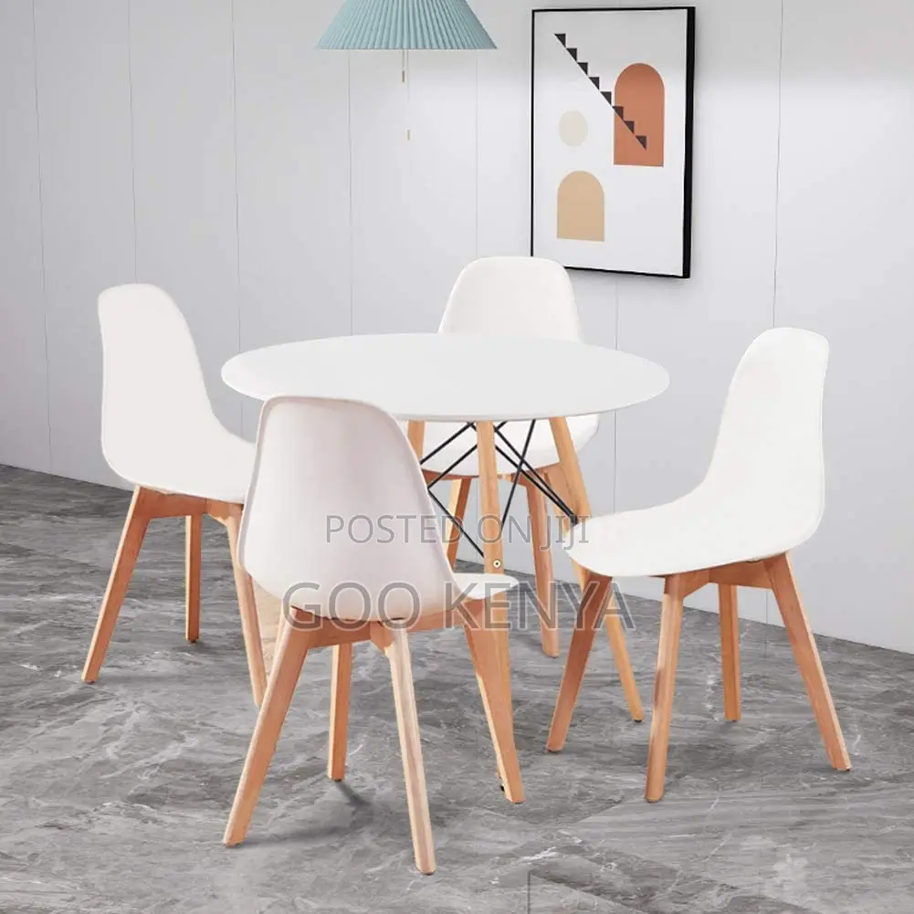 Home Dining Set; Elegant 4-Seater Dining Table Set With Round Wood Top