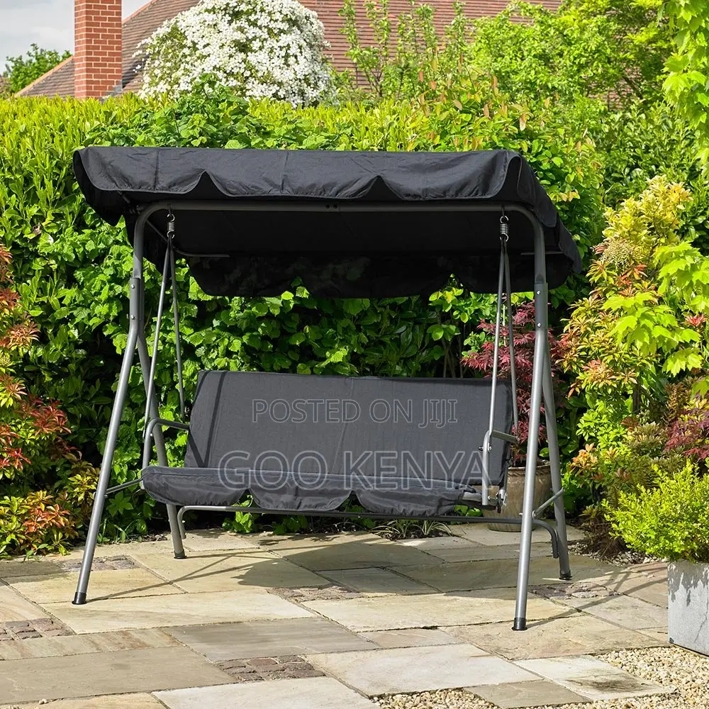 Home Outdoor Set;3-Seater Hanging Chair With Umbrella and Cozy Cushion