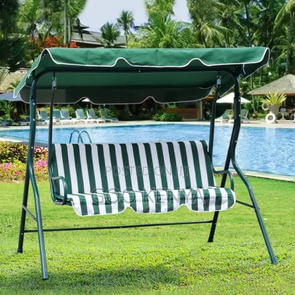 Home Outdoor Set;3-Seater Hanging Chair With Umbrella and Cozy Cushion