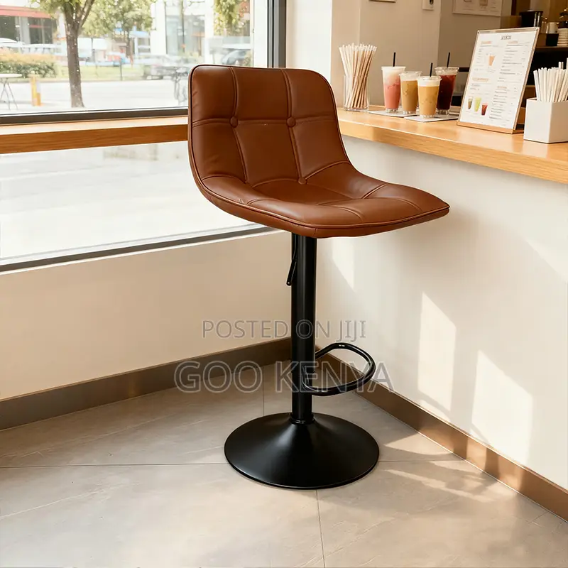 Home Bar Stool; Home Leather Stool With Back And Gas-lift Adjust