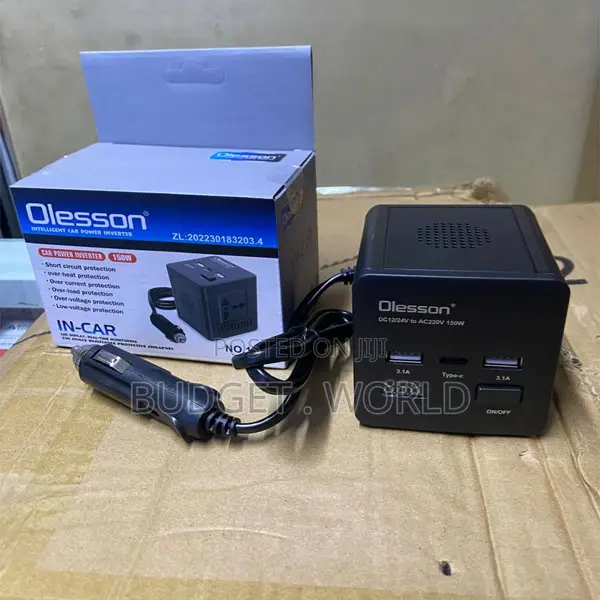 Compact Olesson 150w Vehicle Inverter – Plug Play