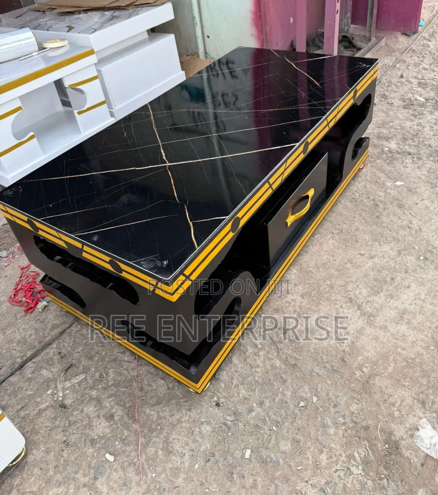*Executive White Coffee *Table With Marble Topping