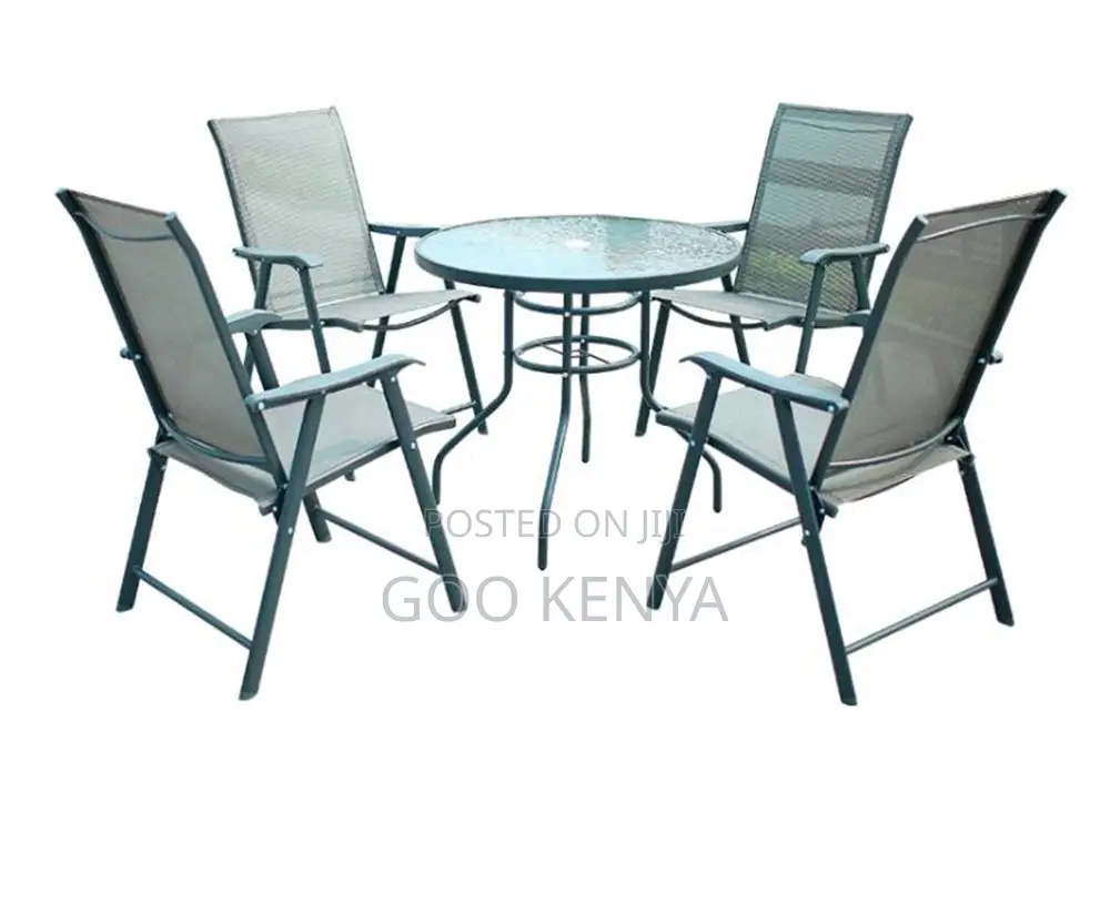 Home Dining Set; Home Patio 4-seater Dining Set With Foldable Chairs