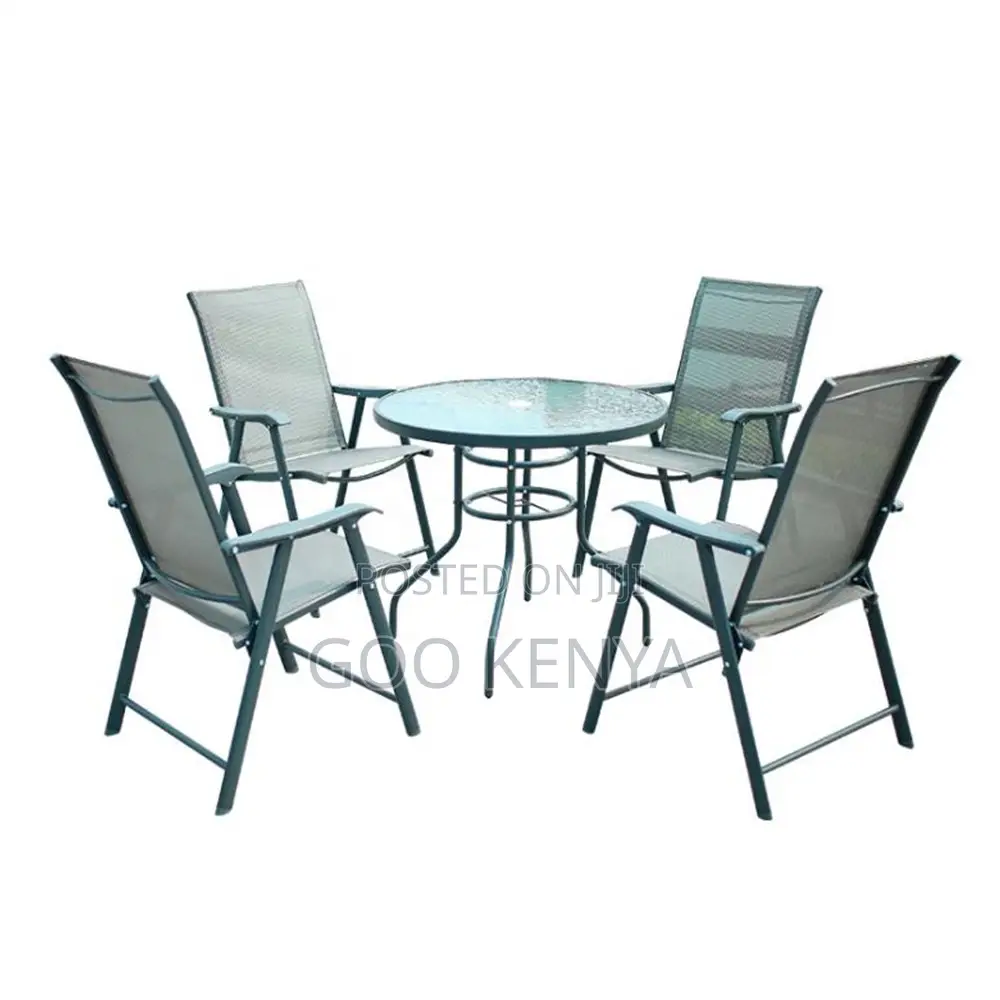 Home Dining Set; Home Patio 4-seater Dining Set With Foldable Chairs