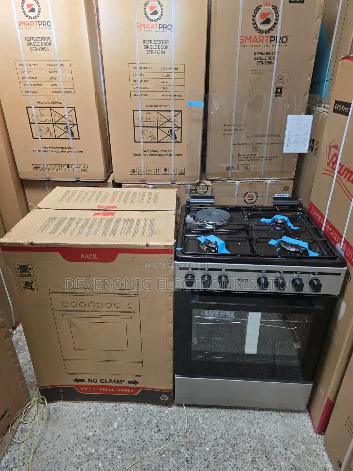 60*60 Von Cooker 3 Gas + 1 Electric Standing Cooker