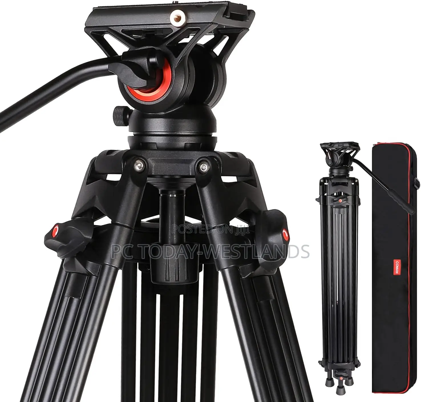 Coman Kx3636 Heavy Duty Tripod Kit With Video Fluid Head + Dolly