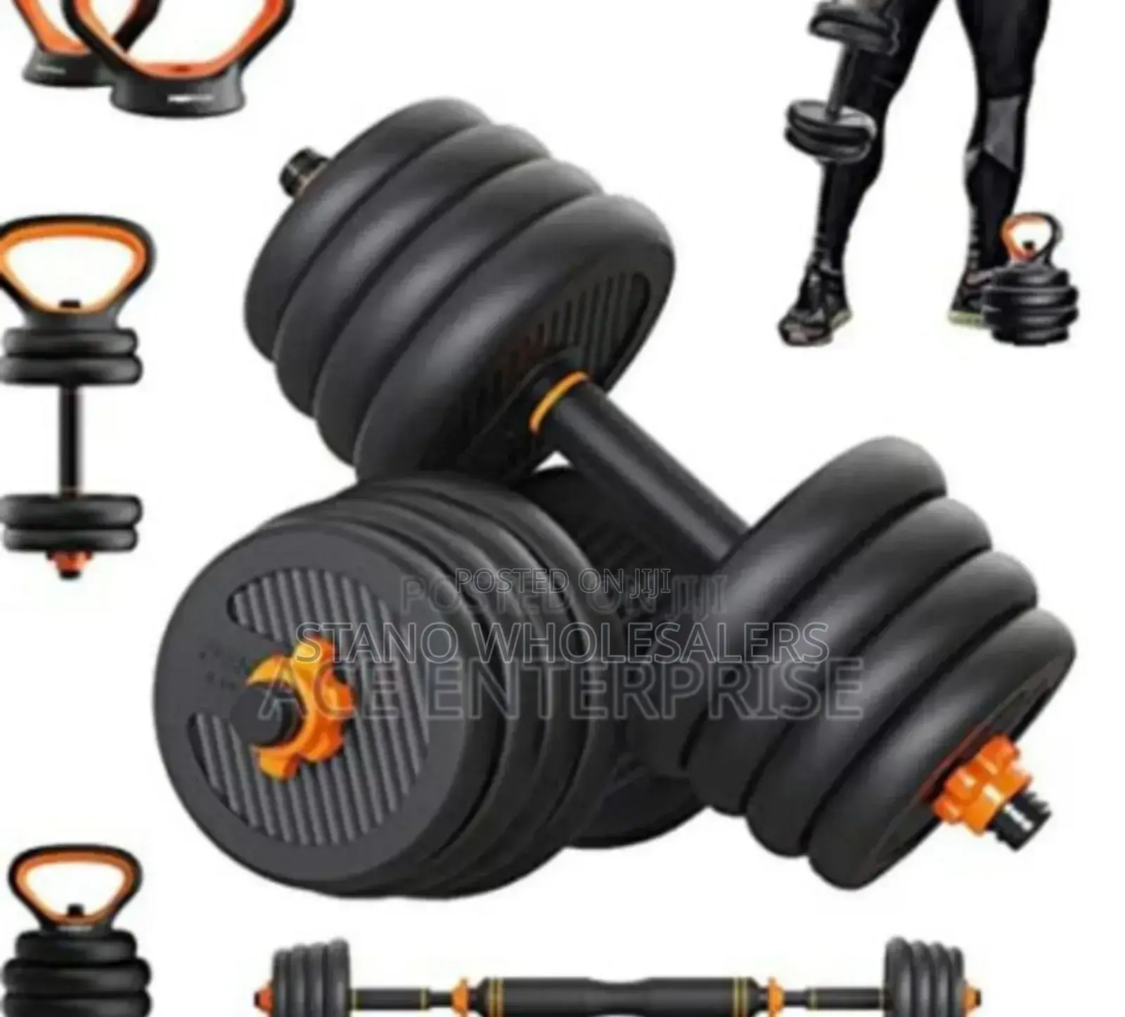 With Barbell Set. 50kgs 6in Kettle Bell Dumbelss