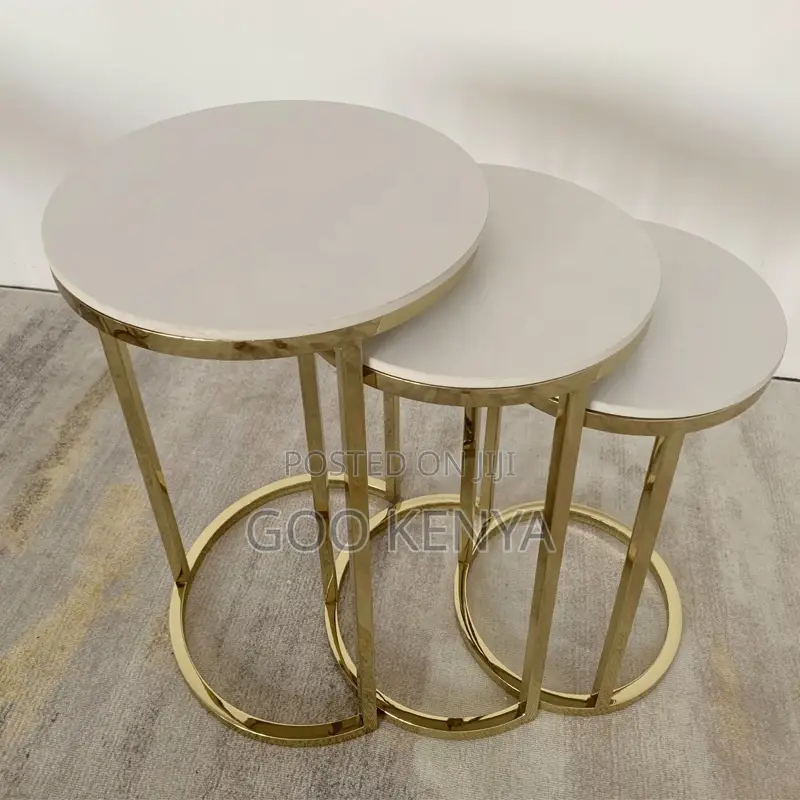 Home Table Set; Contemporary Living Room Marble Top Tables – Set Of 3