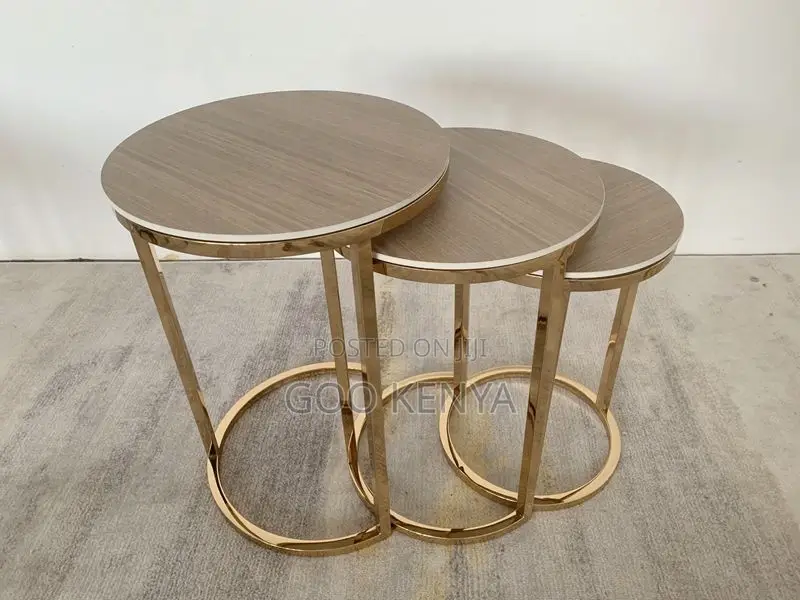 Home Table Set; Contemporary Living Room Marble Top Tables – Set Of 3