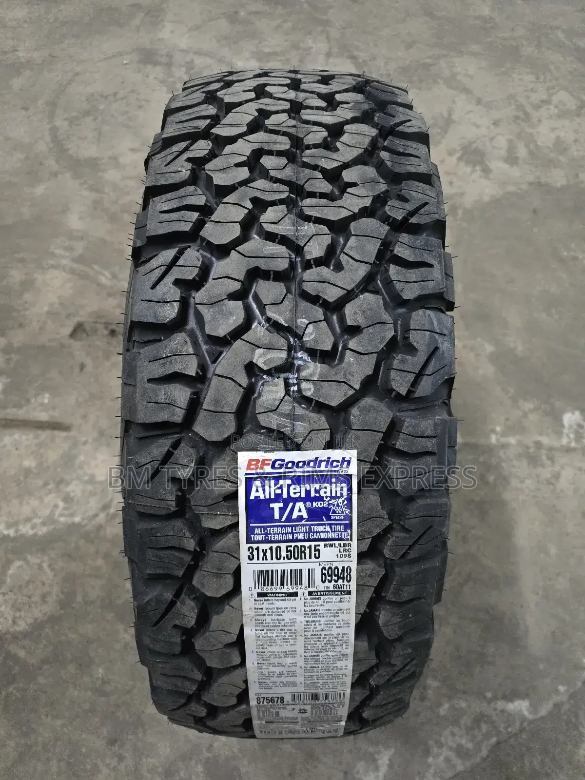 31x10.50r15 Bf Goodrich Tyres(All Terrein)