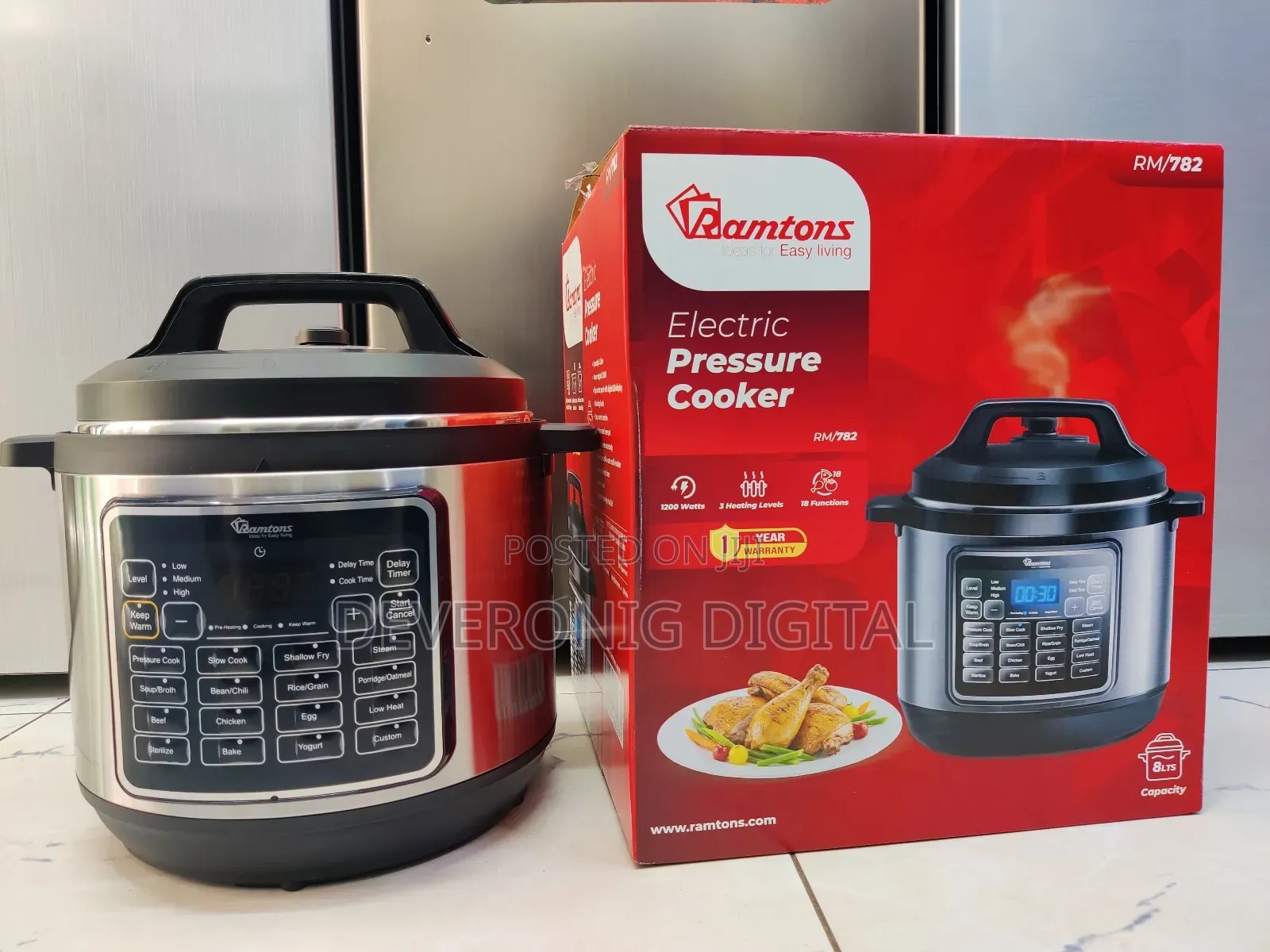 *Ramtons Electric Pressure Cooker 8litres With 18 Cooking Functios