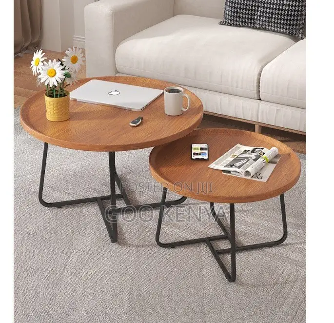 Home Table Set; Elegant Round Wooden Nesting Table Set For Coffee