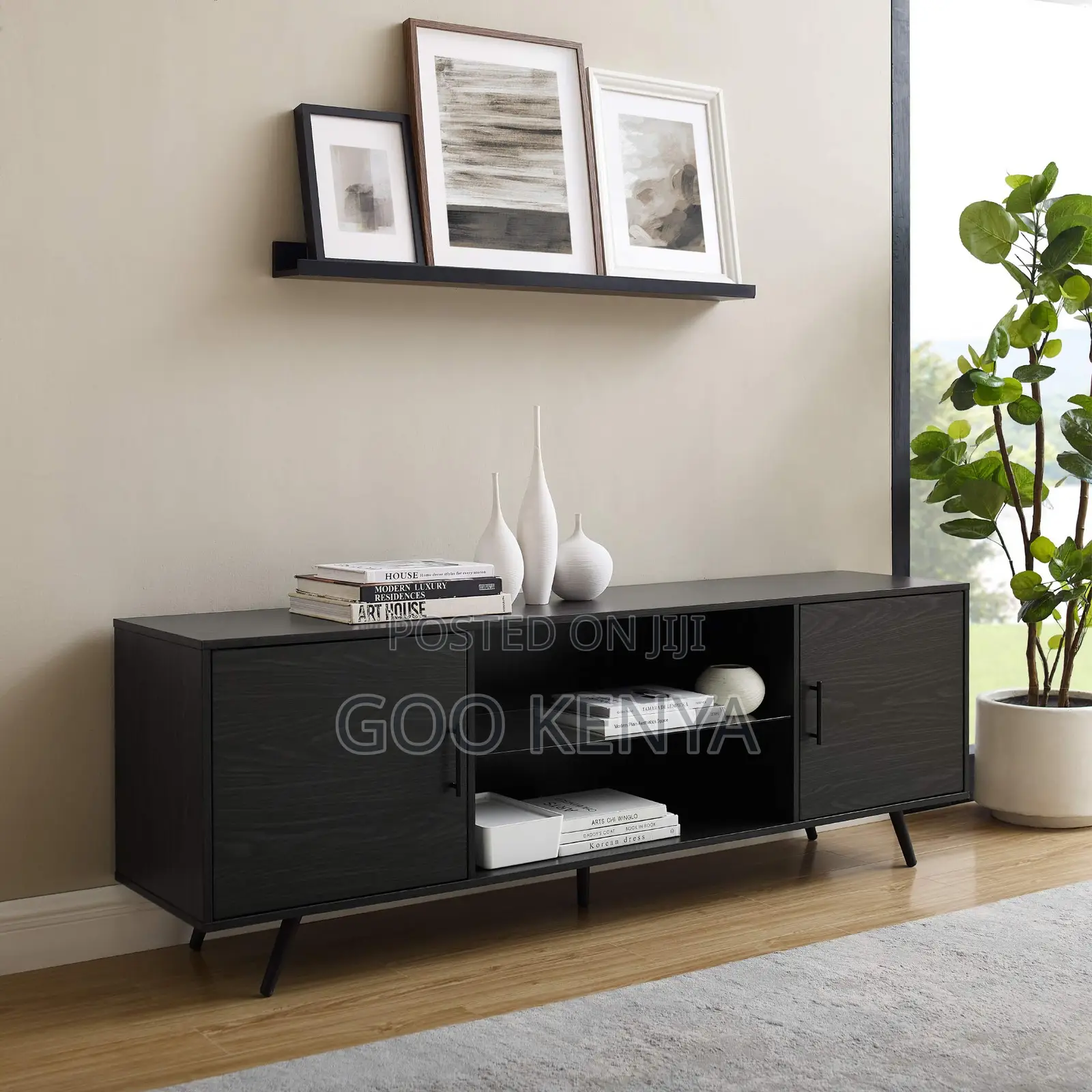 Home Tv Cabinet; Compact Wooden Cabinet Unit With Storage For Tv