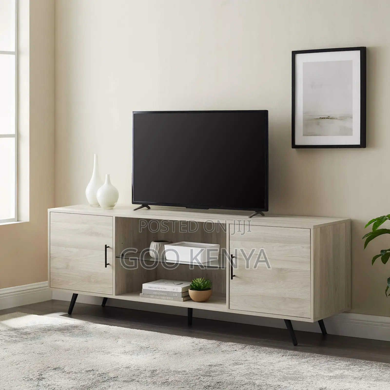 Home Tv Cabinet; Compact Wooden Cabinet Unit With Storage For Tv