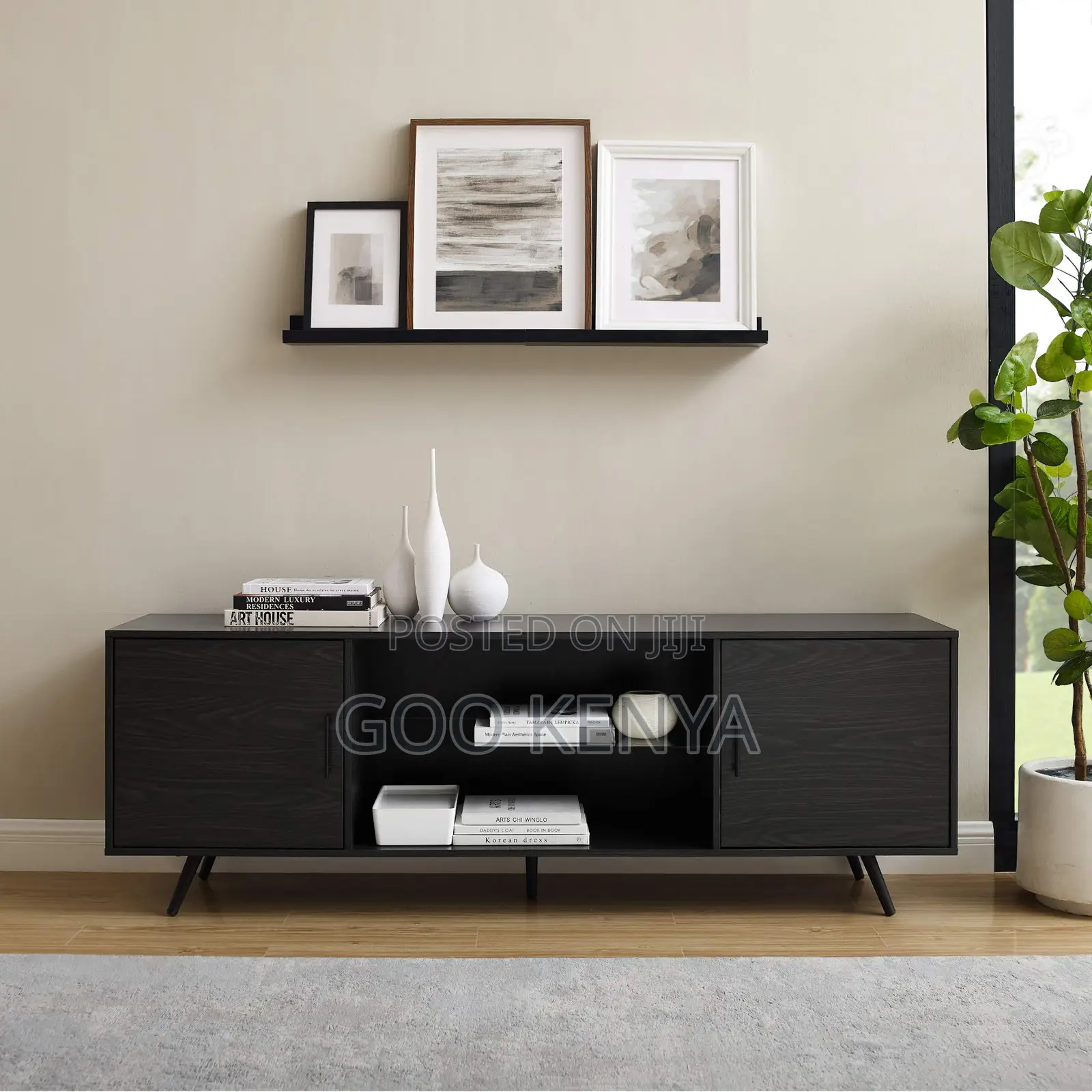 Home Tv Cabinet; Compact Wooden Cabinet Unit With Storage For Tv