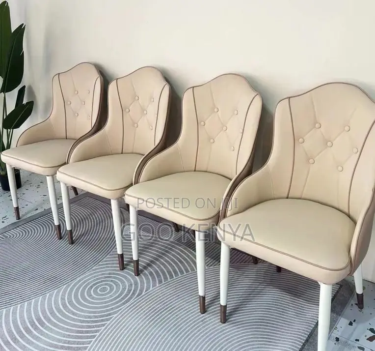 Home Chair; Elegant Leather Dining Chair For Restaurant Seating