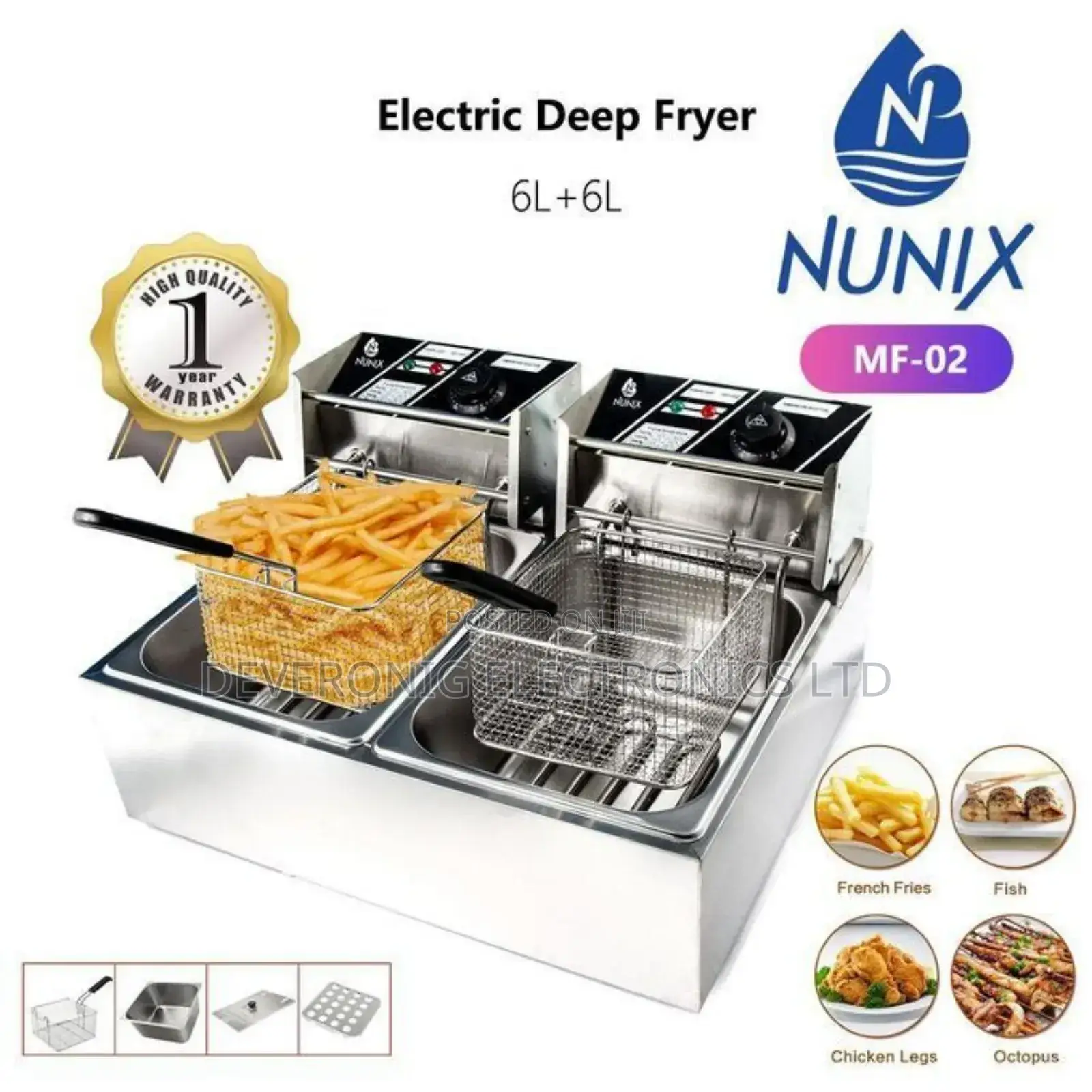 Nunix Double Tank Chipschicken Stainless Steel Double Deep Fryer at 7300