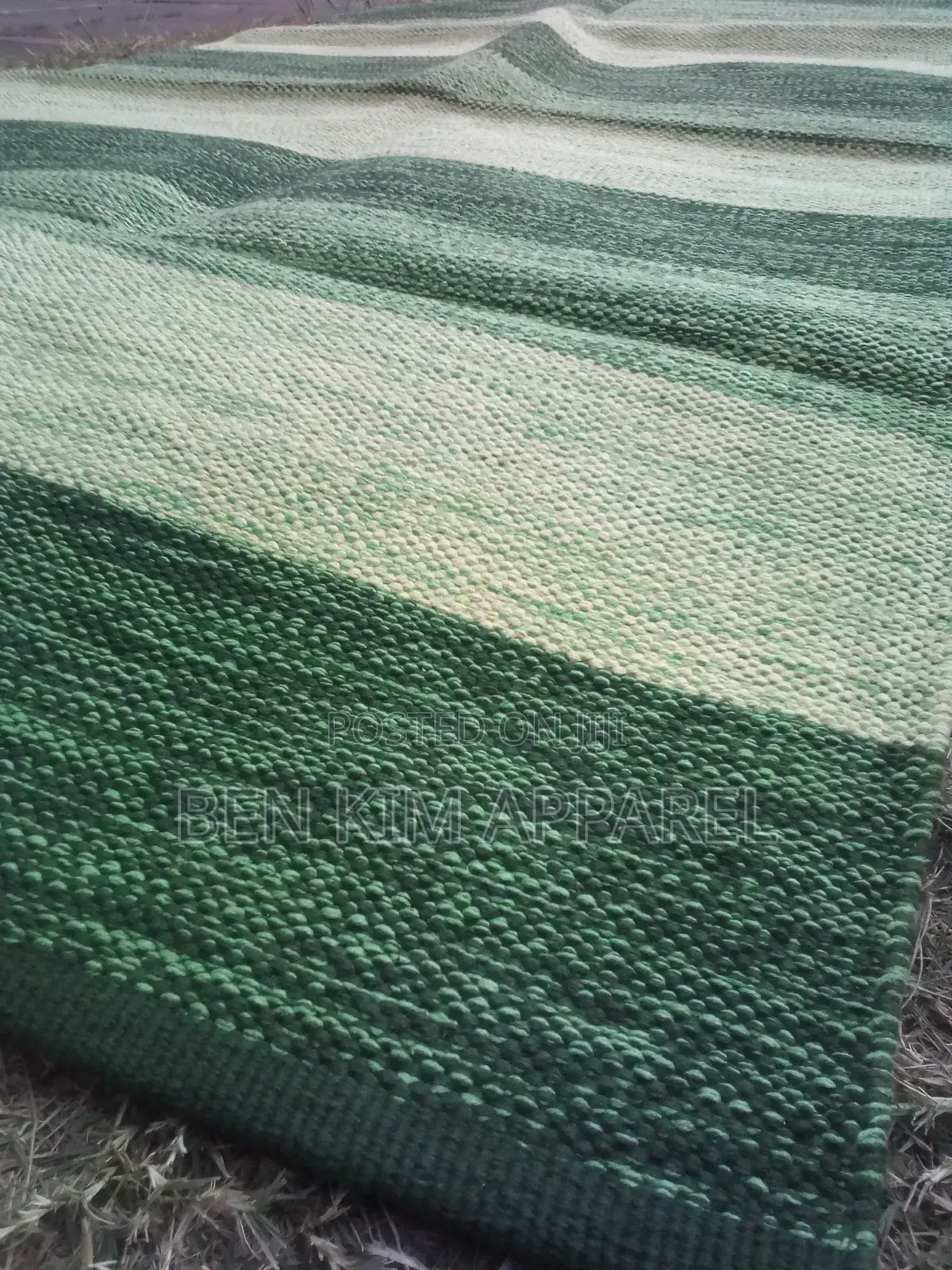 Light and Dark Green Stripes Cotton Rugs 120 by 180cm