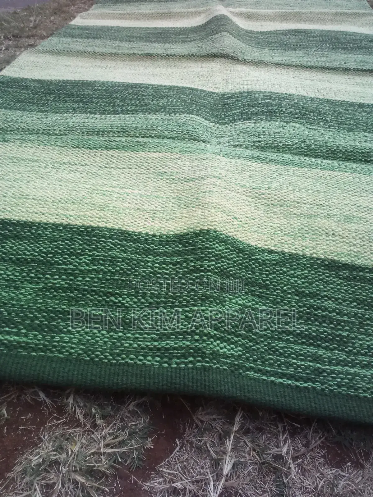Light and Dark Green Stripes Cotton Rugs 120 by 180cm