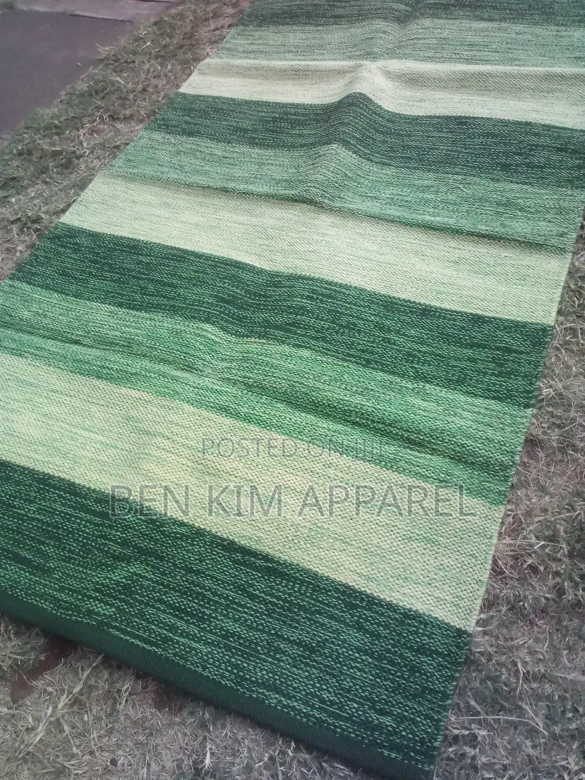 Light and Dark Green Stripes Cotton Rugs 120 by 180cm