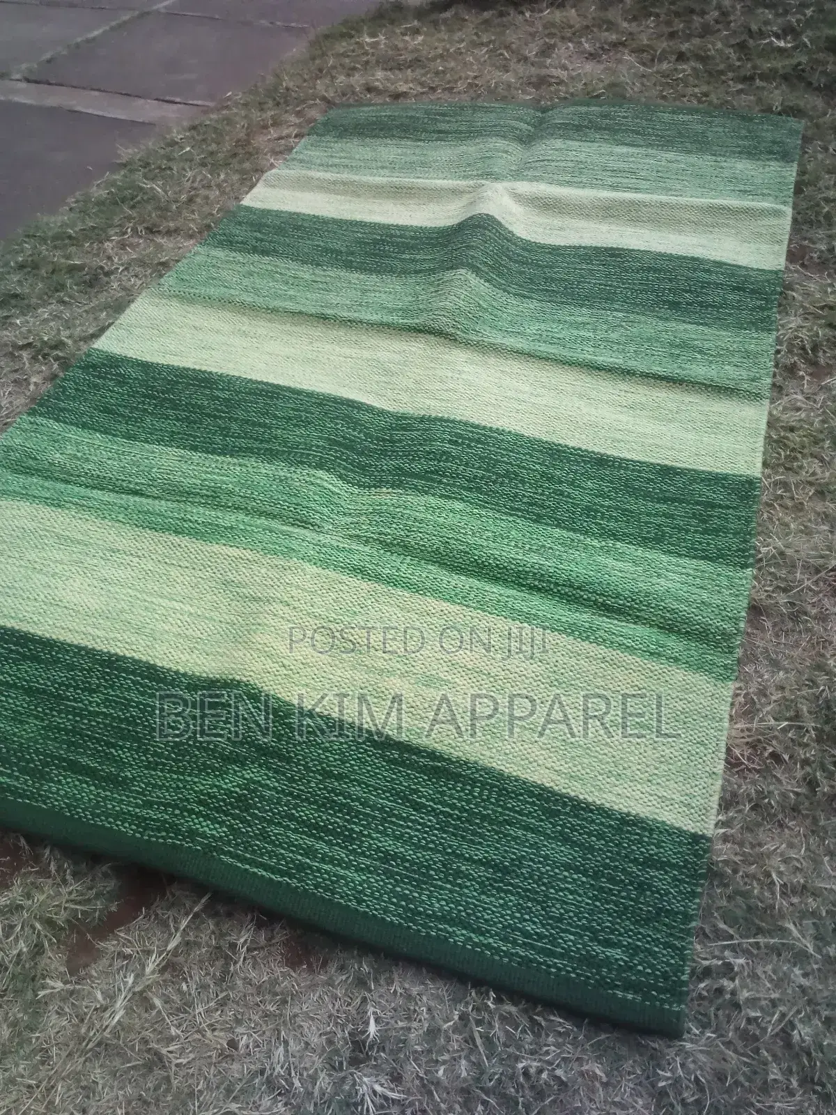 Light and Dark Green Stripes Cotton Rugs 120 by 180cm