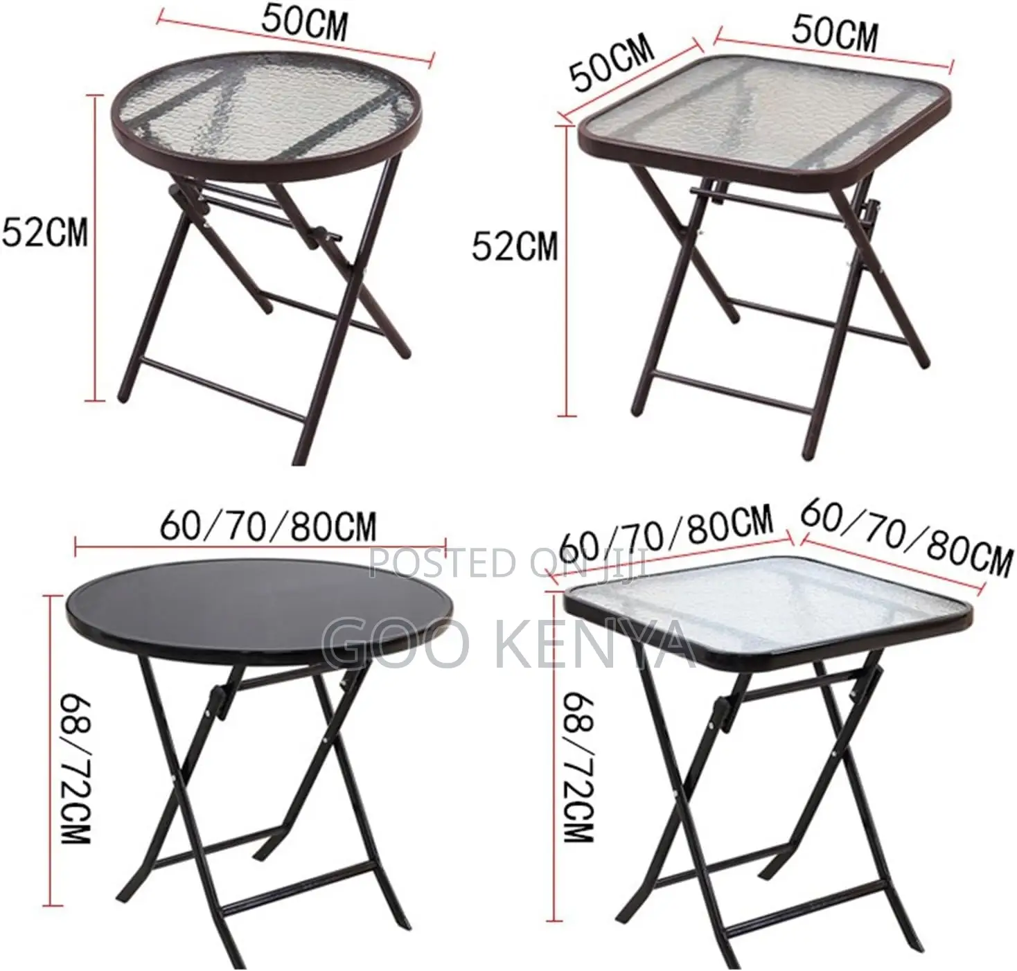 Home Table; Square Glass Top Folding Coffee Table For Home And Patio