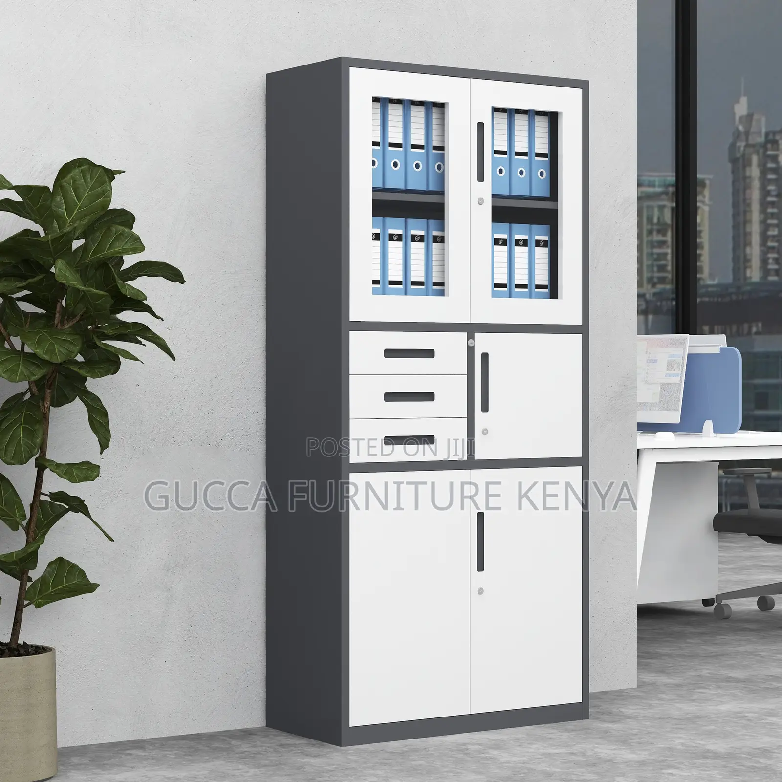 2-door Office Display Cabinet With Safe