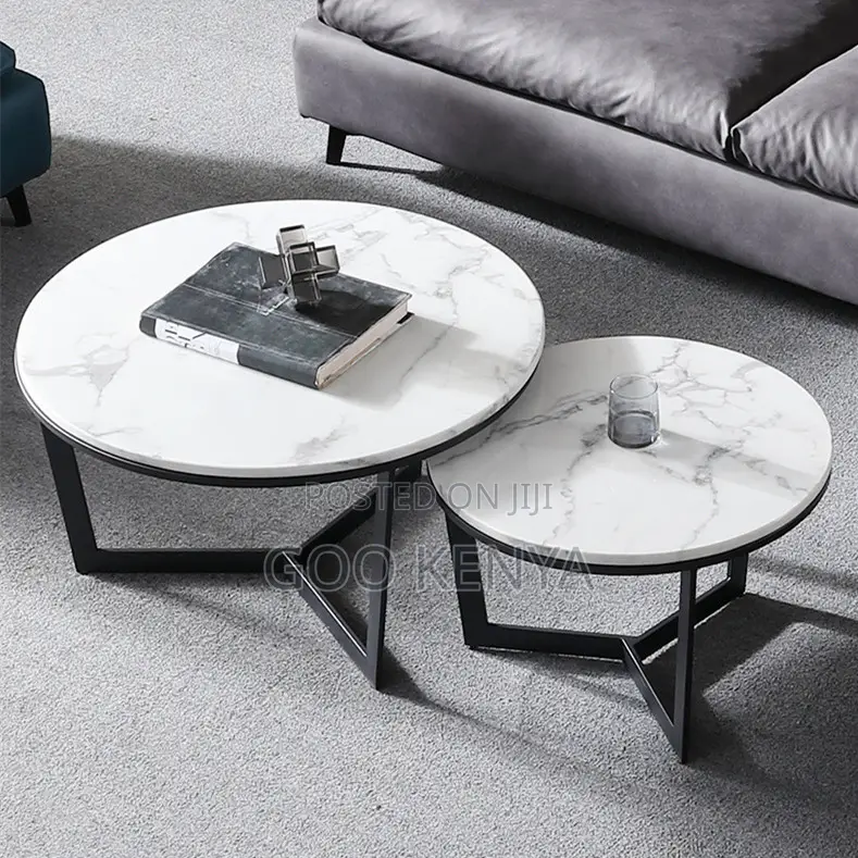 Home Table Set; Round Marble Coffee Table Set With Nordic Design