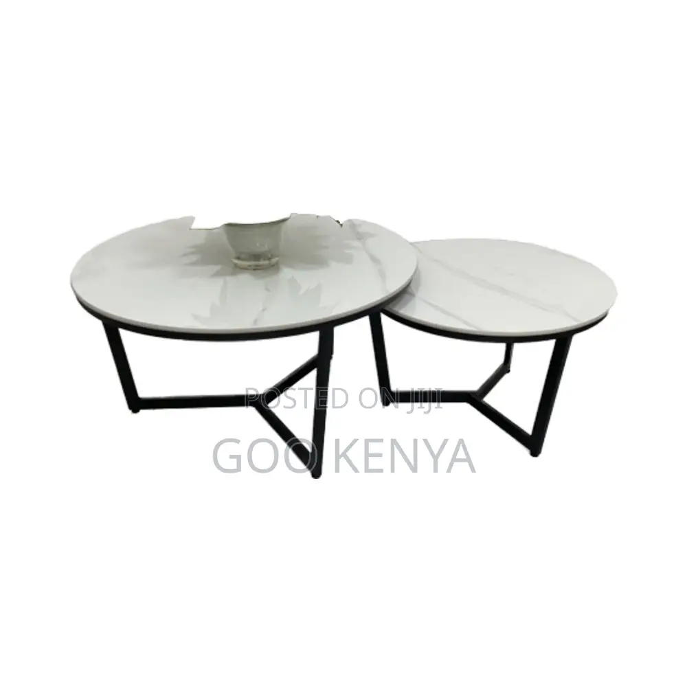 Home Table Set; Round Marble Coffee Table Set With Nordic Design