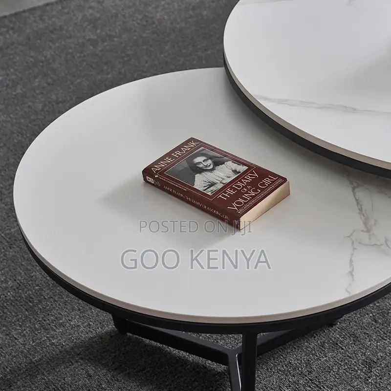 Home Table Set; Round Marble Coffee Table Set With Nordic Design