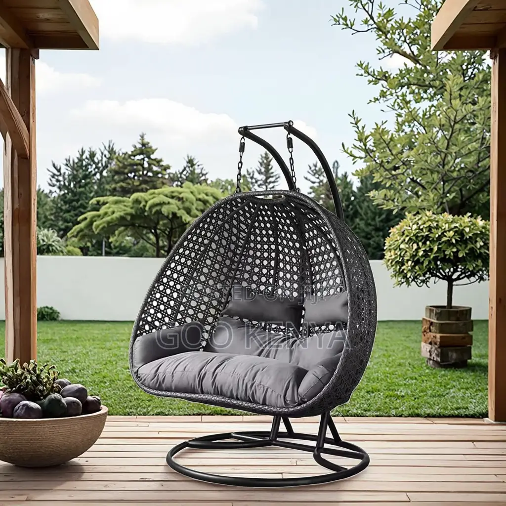 Home Chair; 2-seat Comfortable Egg Chair Swing Set For Outdoor Leisure