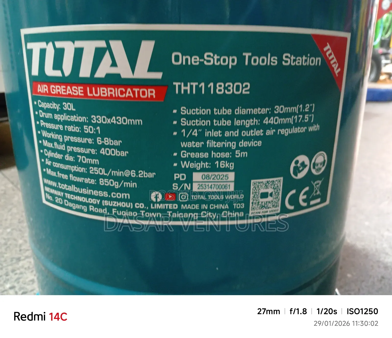 Greasing Bucket 30l - Pneumatic