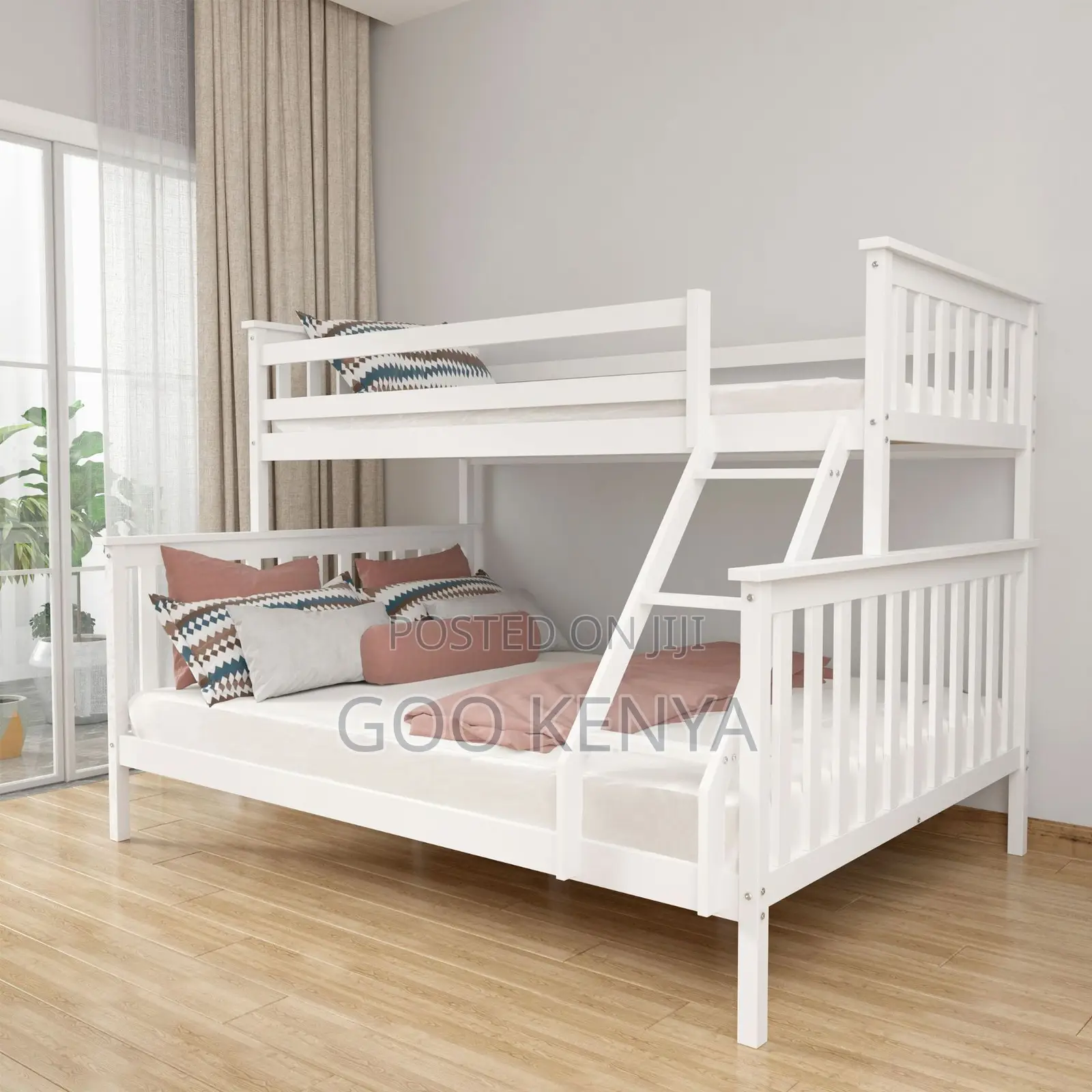 Home Bed; Modern Design Kids Bunk Bed With Wooden Frame