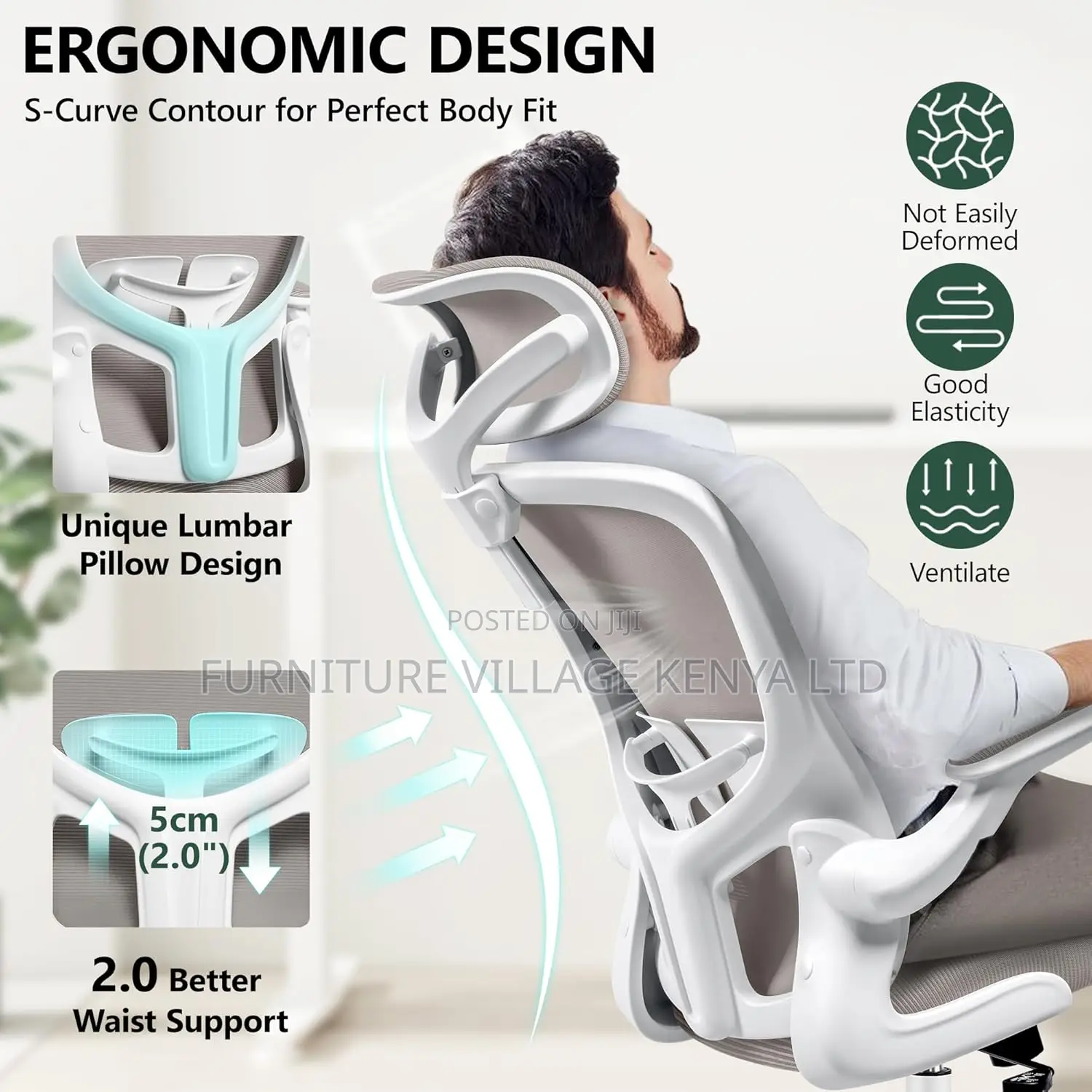 Ergonomic Office Chair With Adjustable Headrest