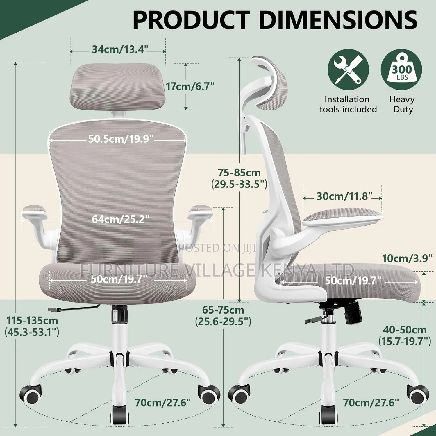Ergonomic Office Chair With Adjustable Headrest