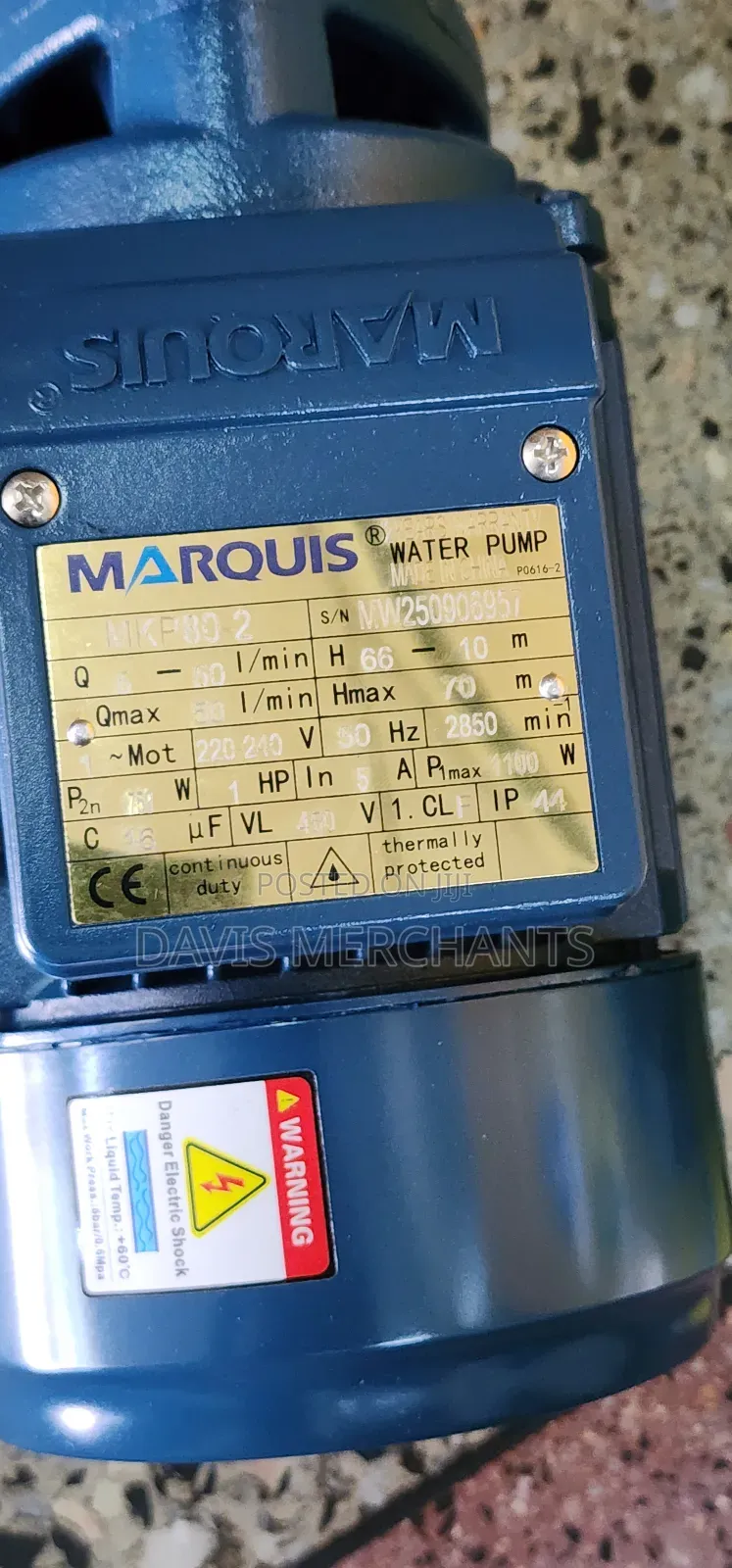 Water Pump Marquis Brand With 2 Years Warranty