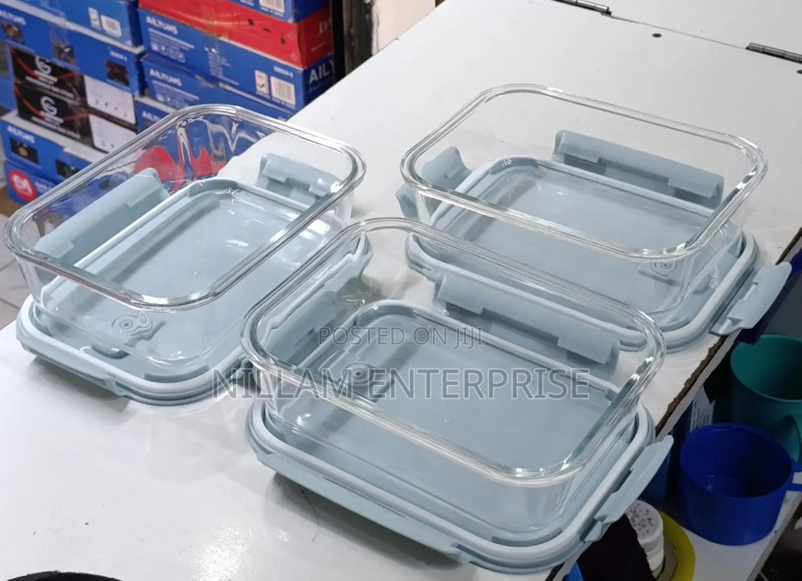 *1520ml Large Borosilicate Glass Container Food Storage With Lids
